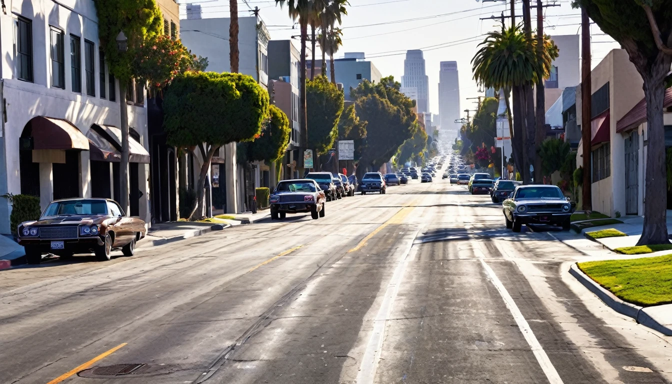 glamorous glossy Los Angeles street