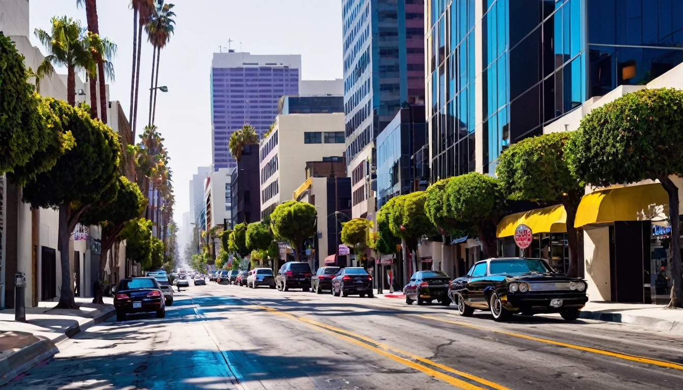 glamorous glossy Los Angeles street
