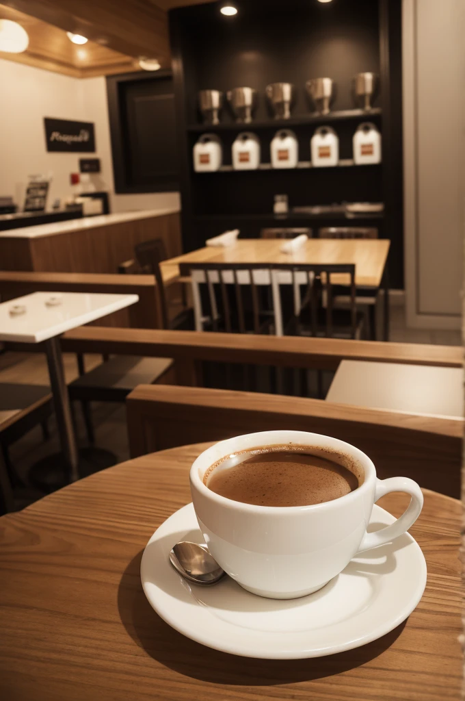 Cup of coffee, with the name on the Resiane cafe