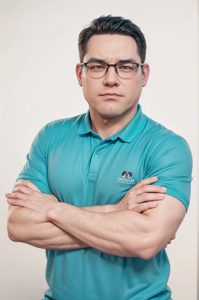 Cartoon character of a man in black glasses and blue shirt, an animated character, stylized character, animation style rendering, 3d stylized, Arnold Maya rendering, Stylized 3D rendering, toon render screenshot, 3d character, 3d character, Stylized 3D rendering, 3D character rendering, cartoon character, Personagem de close up, character posing, (Pixar-style) (master part:1.2) (bokeh) (best qualityer) (skin detailed) (detailed texture) (8k) (Argilla) (cinematic lighting) (sharp focus,Sit down and lift your upper body