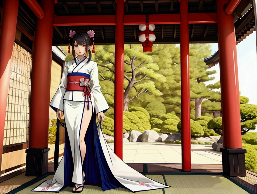 Please draw a full-body image of a Japanese woman.