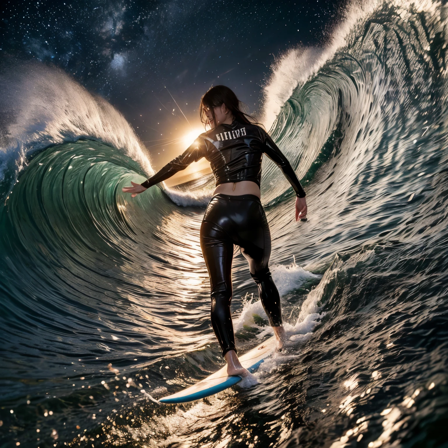 (ZoomedOut:1.28, Wide-shot) ZoomLayer (Epic photo of surfer magazine:1.37). (Full of Water, Everything Wetted:1.4) WetHair (extremely detailed Cute Girl)(SparklingHighlights:1.28), Dynamic Joyful Expressions LifeLike Rendering  . Overflowing Gigantic Sideboob (Clearly Visible Beautiful Breast to Buttocks Line) Tiny and Roundly Butt, Detailed wet clothing texture, (Sloppy Surfboard:-1.2) Riding on waves, Sparkling water, TyndallEffect(Starry Water Particles:1.32), {Wet T-shirt}, Whole Body proportions and all limbs are anatomically accurate