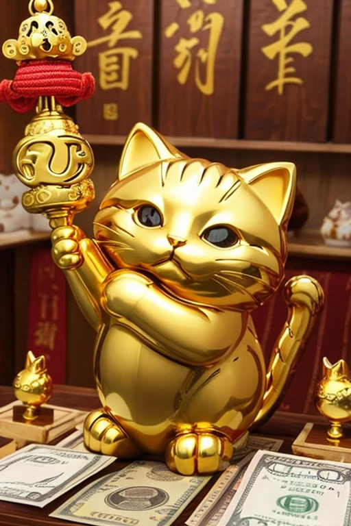 golden body、Lucky cat、Right hand upに挙げる、Smile、Bell of Fortune、Launch gavel、cute、God who guides money、shrine、One、Chubby、big、Golden Cat、Lucky cat、More money、Right hand up、Left hand down