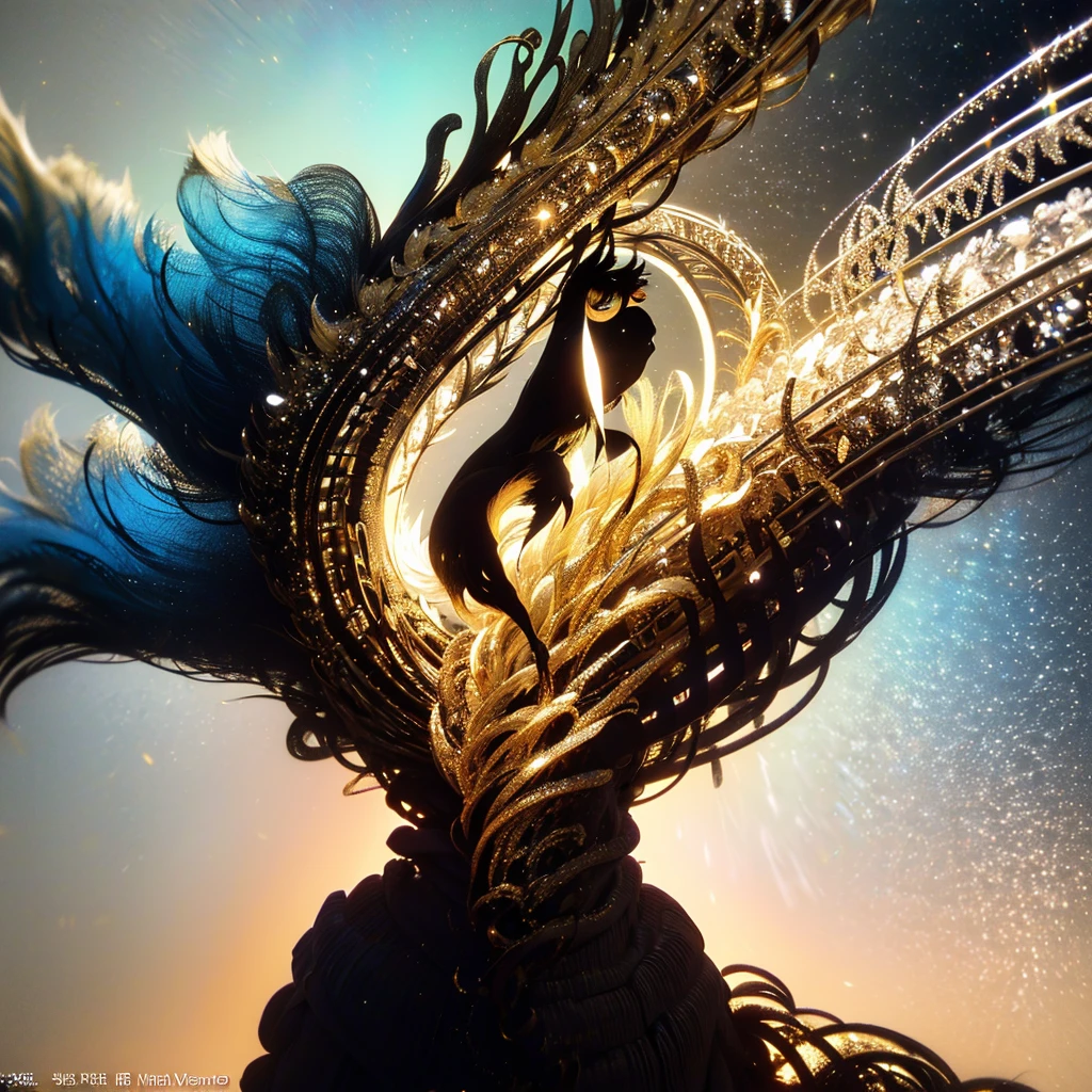 (masterpiece, Top quality, best quality, Official Art, beautiful and aesthetic:1.2),(1 Girl,Upper Body:1.3),Extremely detailed,(Abstract Art:1.2),rich and colorful,The most detailed,black and gold,