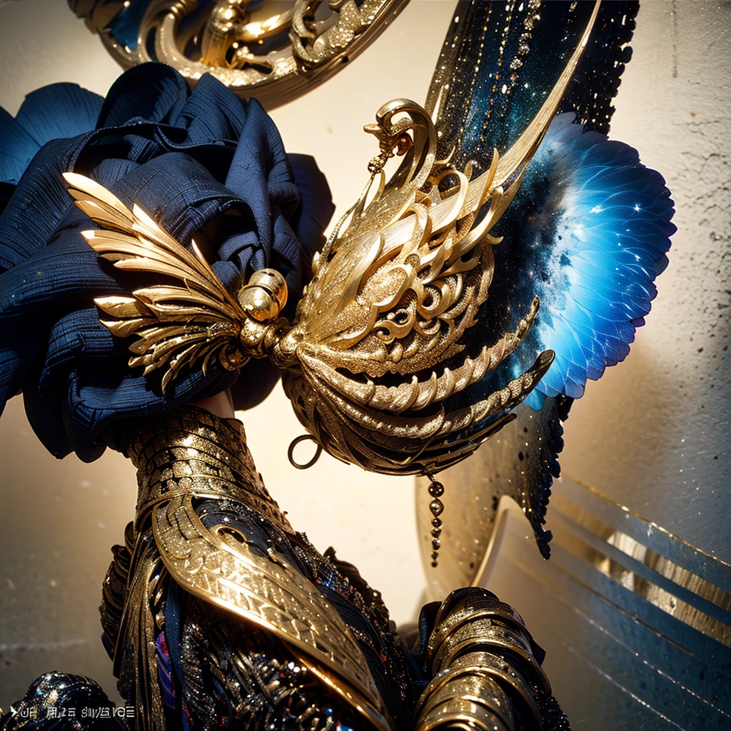 (masterpiece, Top quality, best quality, Official Art, beautiful and aesthetic:1.2),(1 Girl,Upper Body:1.3),Extremely detailed,(Abstract Art:1.2),rich and colorful,The most detailed,black and gold,