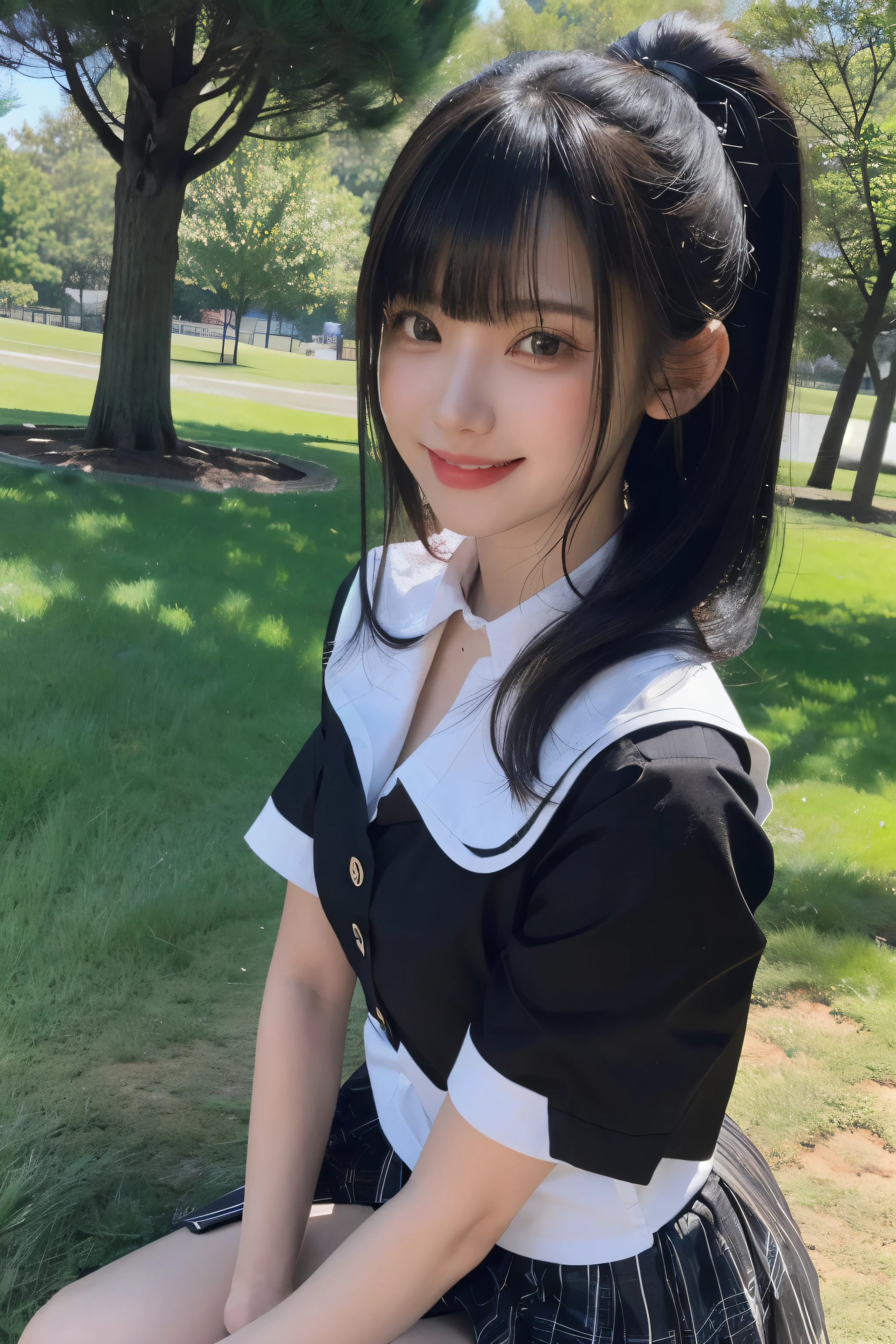 Photo quality,Masterpiece,Realistic,( cute Japanese girl:1.9),(Detailed young face:1.9),(Very embarrassed look:1.9),(Angle from below,Thin legs:1.9),(Wearing black Gothic Lolita fashion:1.9)(Adult video package shoot:1.9),(Posing to seduce men in the park,Inner thigh visible:1.9),((Droopy eyes:1.9)),((Body type of a 14 year old Tits:1.9)),(Cute school girl hairstyle:1.9),((Skinny Legs)),Very pale skin,Show your forehead,Detailed body,Detailed hands,No makeup