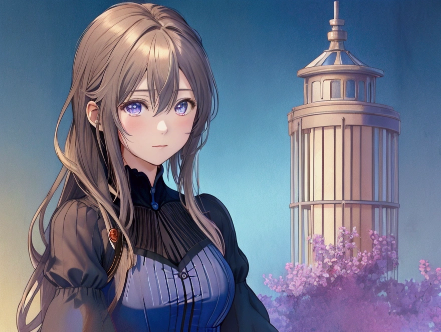 One woman、つま先から頭までwhole bodyを描いてください。Similar to Violet Evergarden from the anime、Smooth skin、whole body、whole body、Please draw from head to toe。RAW images、High definition、High resolution、high resolution
