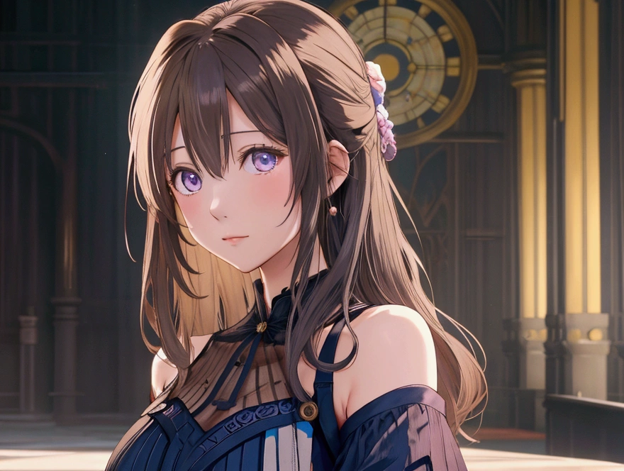 One woman、つま先から頭までwhole bodyを描いてください。Similar to Violet Evergarden from the anime、Smooth skin、whole body、whole body、Please draw from head to toe。RAW images、High definition、High resolution、high resolution