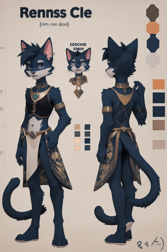 Anthropomorphic cat, furry, cat, reference sheet, reinessence outfit, furless, comfort clothes