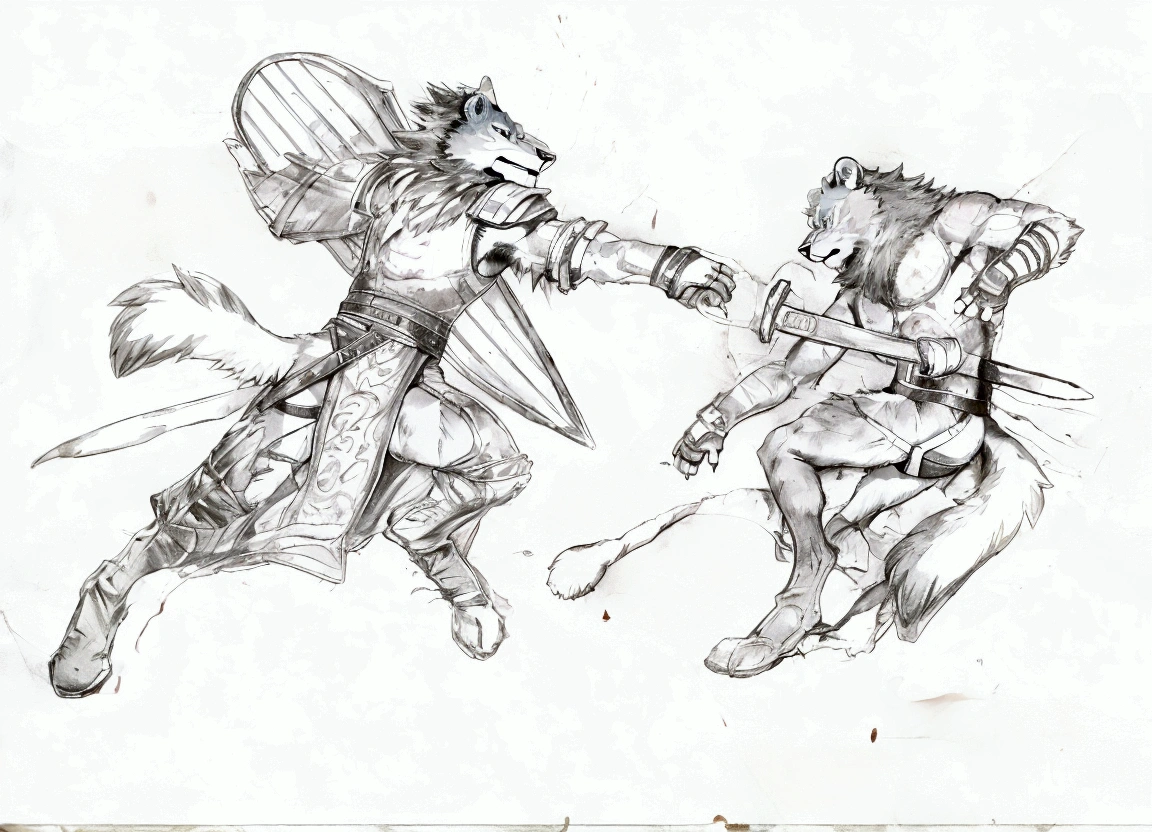 Solo Sexy young anthro furry lion male mercenary medieval soliders, slim slim muscular, anthro handsome gay shorter muzzle, handsome gay model male apperance, sword scars, worn out leather skimpy armament, low on hips heavy leather belt, old very worn out skimpy dirty linen material jockstrap, old yellow dirty worn out stains on white sawn jockstrap, very visible "x" brown seam pattern on the jockstrap, studded skimpy armlets breastplate armor, skimpy breastplate, leather bondages, fingerless leather gloves, smelly unwashed husk, dirty body look, desert battlefield, standing in sexy fighting position, close view of full character, blooded husk, blooded sword