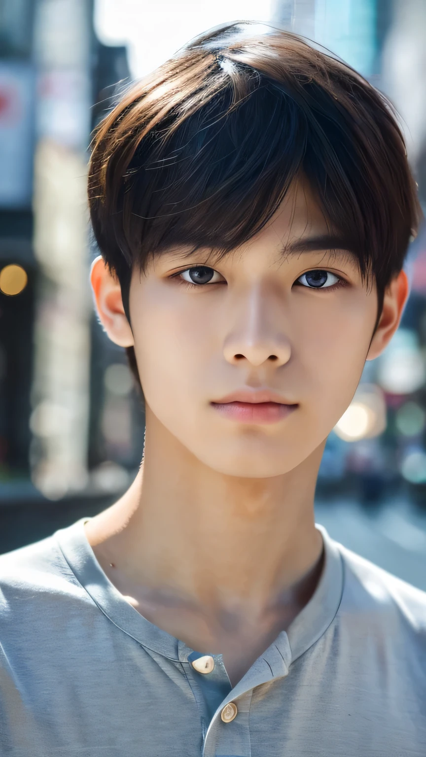 Highest quality, masterpiece, Ultra-high resolution, (Realistic: 1.4), Original photo, wallpaper, Head Photo, skin, Simple Background, Iris, detailed, Selfie, 1 boy, 18-year-old, good looking, Wind,Shibuya