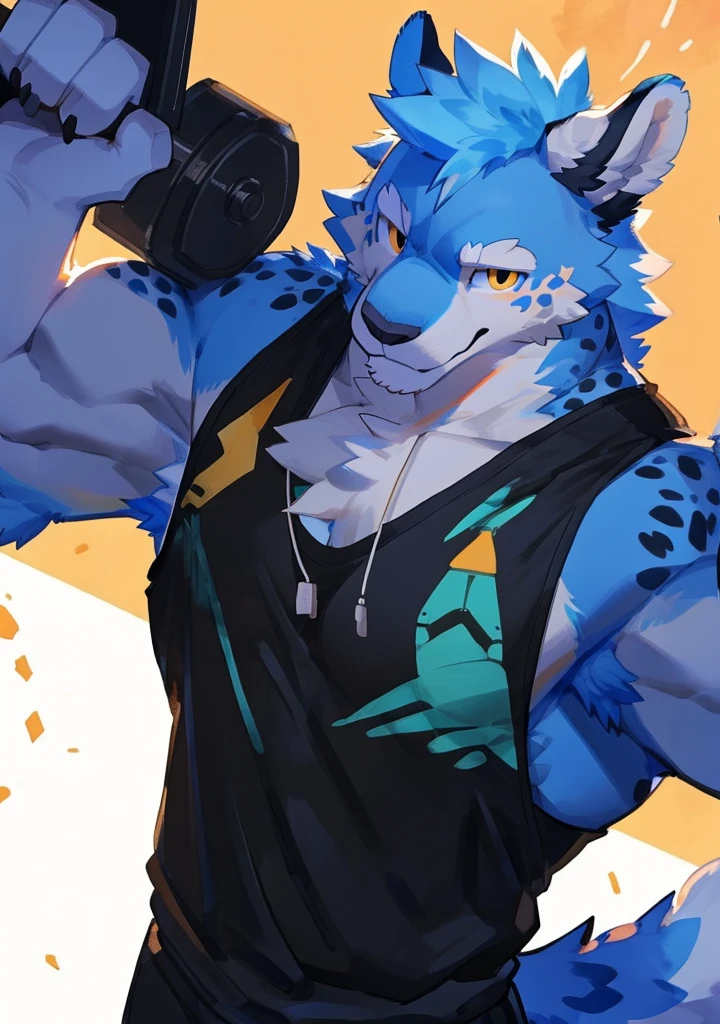 By bigcozyorca, by bebebebebe, by buta99, furry, young, ager, big, strong and attractive, males, provocative poses, (hair, snout), cheetah, ((muscular, tall)) black tank top, smirking, yellow fur, yellow body, atlethic, stretchinh arms, flexing strong armpits, showing off big armpits, arrogant smile, strong armpits, gym background, lifting weights.