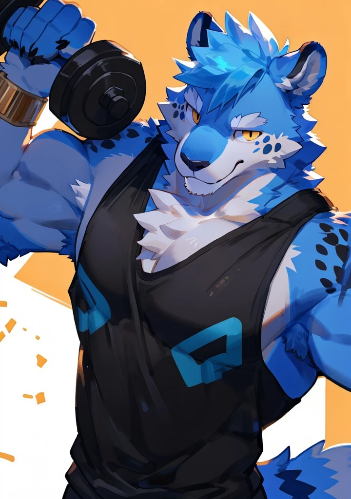By bigcozyorca, by bebebebebe, by buta99, furry, young, teenager, big, strong and attractive, males, provocative poses, (hair, snout), cheetah, ((muscular, tall)) black tank top, smirking, yellow fur, yellow body, atlethic, stretchinh arms, flexing strong armpits, showing off big armpits, arrogant smile, strong armpits, gym background, lifting weights.