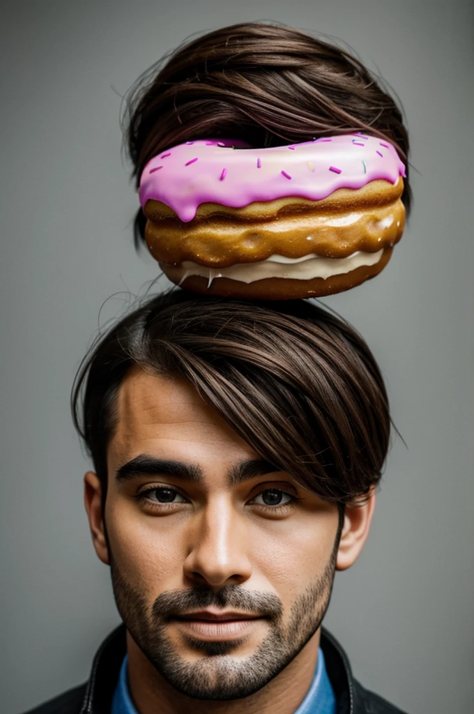 Man with a donut as a head
