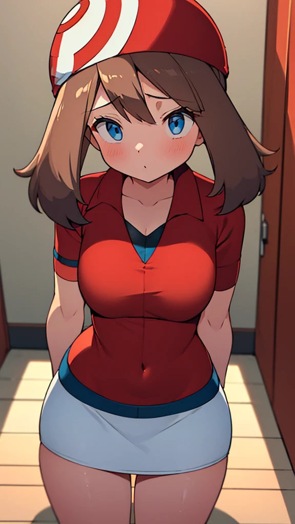 ((Girl having intense vaginal sex with man:1.1)), One girl, 22歳, May Pokemon, red Bandana, Brown Hair, short hair, blue eyes, Big Breasts, Chest cleavage, Bounce, Thighs, indoor, 32k,Super detailed,Ultra-detailed, {{Metamon transforms into Mei and has super intense vaginal sex with a man}}, NSFW