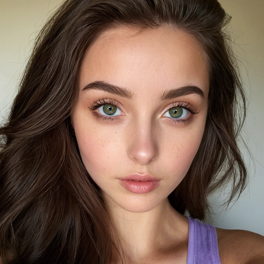 femme arafée avec une doudoune, Fille sexy aux yeux verts, portrait sophie mudd, cheveux bruns et grands yeux, selfie une jeune femme, yeux de la chambre, violette myers, sans maquillage, maquillage naturel, regarder directement la caméra, visage avec artgram, maquillage subtil, stunning tout le corps shot, yeux verts perçants, bel angle, pose attrayante, jolie fille, pose sexy, tout le corps picture, tout le corps, tout le corps shoot, déesse brune, Détails élevés, Pose satisfaite ultra réaliste