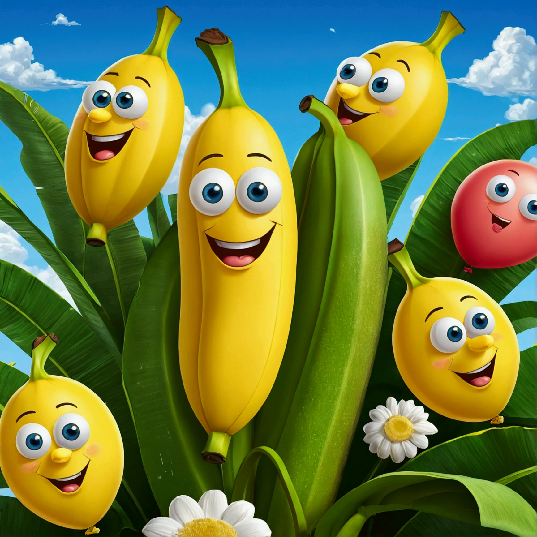 banana, [banana], banana, желтый banana, сольный banana с глазами, один banana, смешной banana, banana1, cartoon, アニメ, banana with eyes, salted banana, fruit, fruit banana, brightness, Style Comics, тропический fruit banana, beautiful  in the garden, balloons, plants, flowers, vegetable,  fruitовые balls, excellent HD quality, comics, cartoon, a high resolution, masterpiece, accuracy, accuracy, Best quality, in detail, high detail, high quality, very detailed, brightness, Style Comics, fruitовые balloons, красивый bananaовый шарик на пальме, balloons, plants, excellent HD quality, comics, CartoonHigh Definition, masterpiece, accuracy, accuracy, Best quality, in detail, high detail, high quality, very detailed,fruit желтый, blue sky with cartoon clouds
