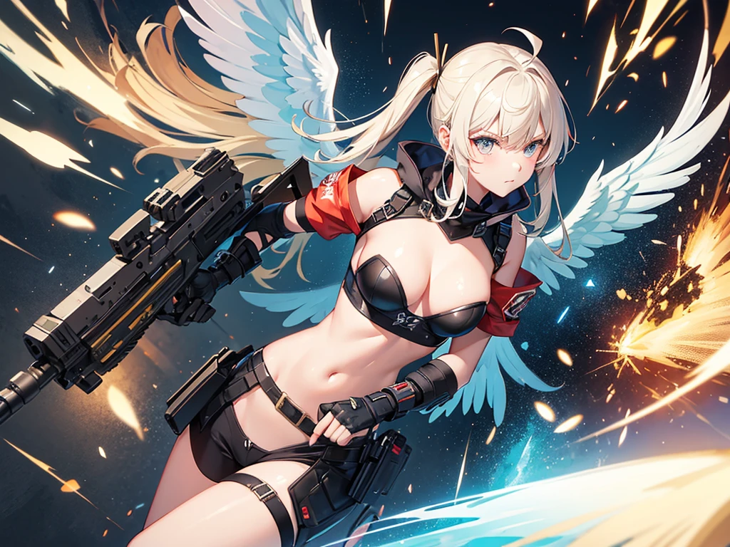 Badass soldier, angelwings, explosions