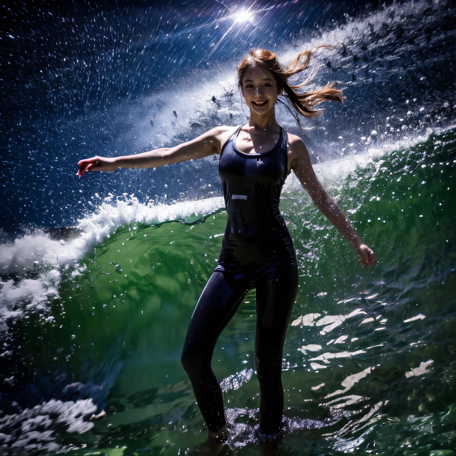 (ZoomedOut:1.28, Wide-shot) ZoomLayer (Epic photo of surfer magazine:1.37). (Full of Water, Everything Wetted:1.4) WetHair (extremely detailed Cute Girl in RED)(SparklingHighlights:1.28), Dynamic Joyful Expressions LifeLike Rendering (ManoErina:1.0) . Overflowing Gigantic Sideboob (Clearly Visible Beautiful Breast to Buttocks Line) Tiny and Roundly Butt, Detailed wet clothing texture, (Sloppy Surfboard:-1.2) Riding on waves, Sparkling water, TyndallEffect(Starry Water Particles:1.32), Whole Body proportions and all limbs are anatomically accurate