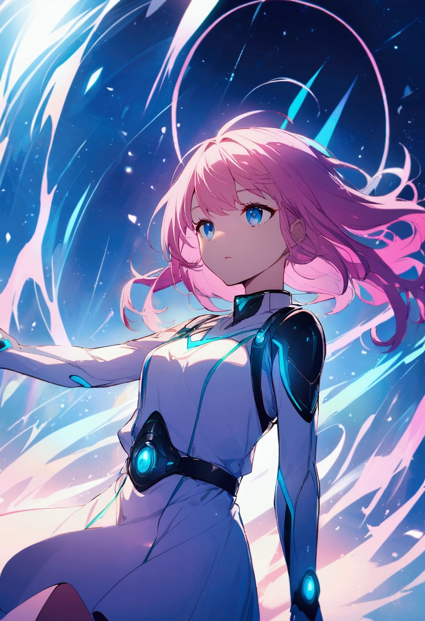 telepathy、Girl with pink hair、blue eyes