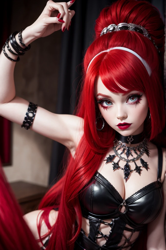 Monster high with red hair and mysterious