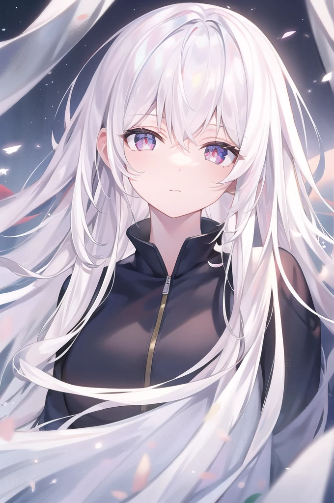 1girl,pale hair,yellow eyes,pale eyes,masterpiece,best quality,very aesthetic,absurdres,(front view),(purple colors),(breast),dark blue colors,(sailor shirt)