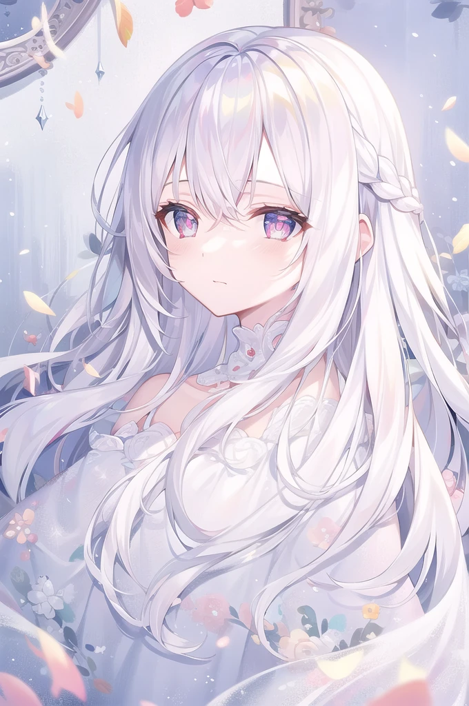 ((masterpiece, best quality))++, Detailed lighting+, Detailed hair+, Detail hand+ ,1 girl, Miss, Long hair, Crimson eyes, beautiful eyes, young white hair,,(Beautiful white hair:1.5),(Beautiful and delicate eyes), high resolution+,glass tint, Reflective eyes, {{angle}} , Very detailed wallpaper, The original, Air bangs,Extremely beautiful CG,black worksuit,Firefly,Galaxy,Shattered like a mirroghting