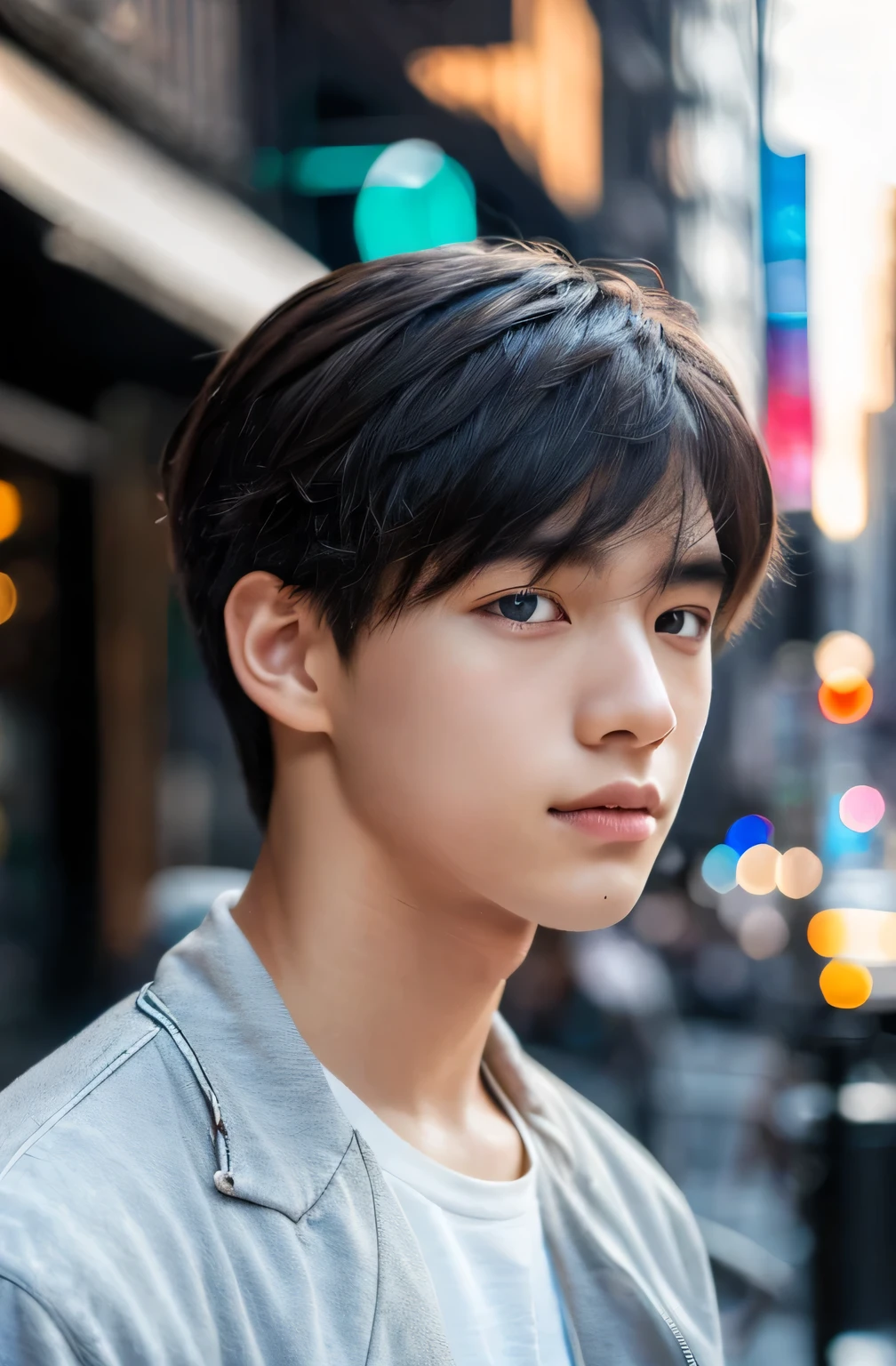 Highest quality, masterpiece, Ultra-high resolution, (Realistic: 1.4), Original photo, wallpaper, Head Photo, skin, Simple Background, Iris, detailed, Selfie, 1 boy, 18-year-old, good looking, Wind,new york