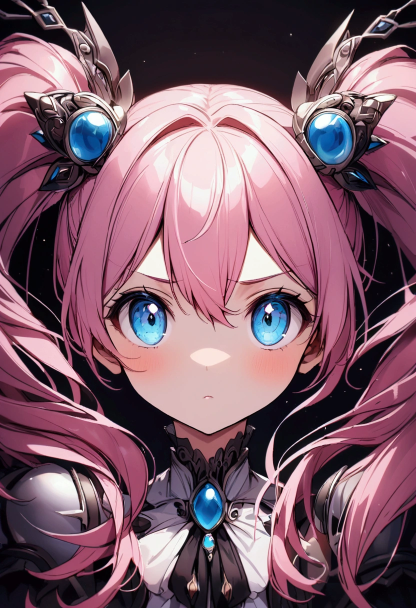 bias、To bother、Girl with pink hair、blue eyes、Twin Drill