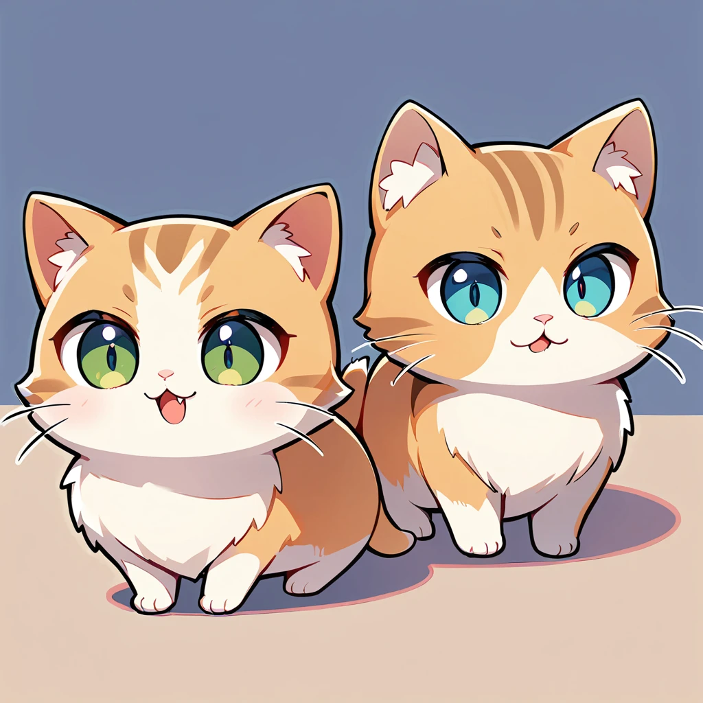 One cute kitten, Brown Taby, Deformed Characters, kitten, Plain background,Cute eyes