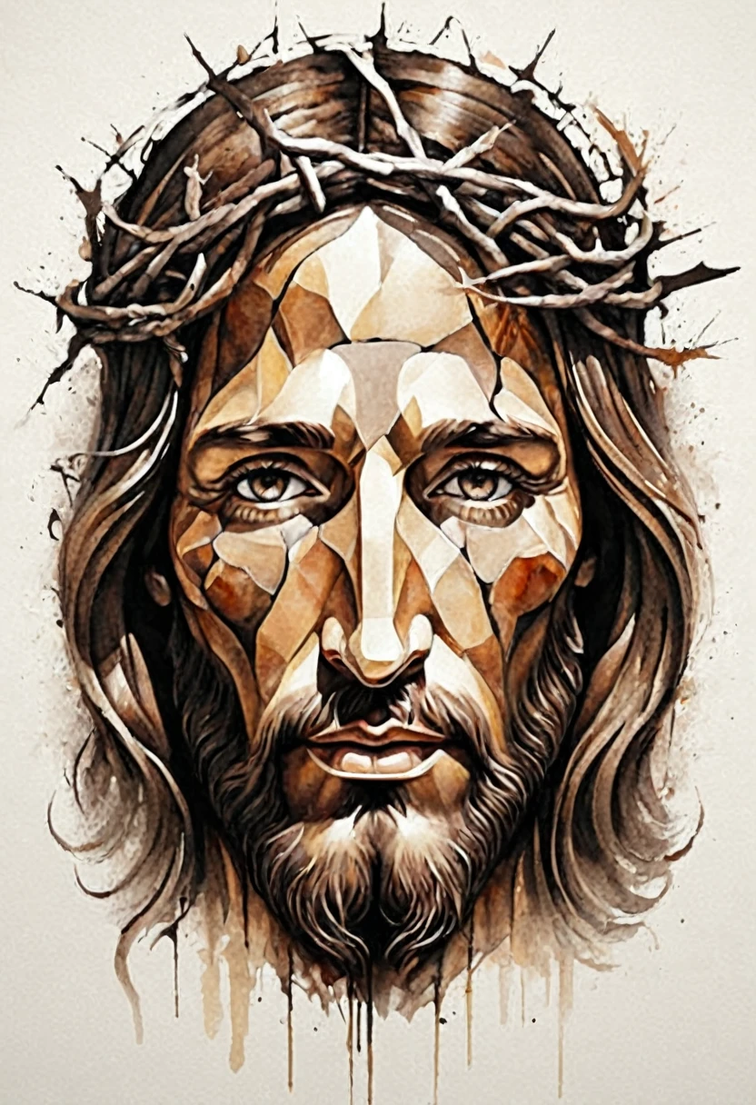 drawing of a tattoo of the abstract face of Jesus Christ