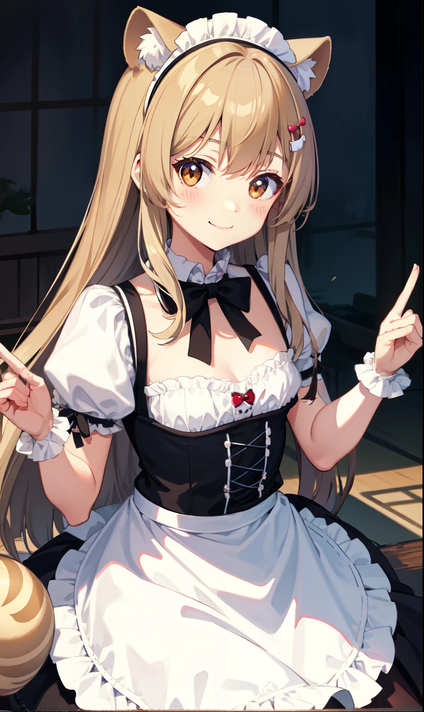 girl、1 person、smile、Tanuki girl、Maidコスチューム、Maid、(Small breasts)