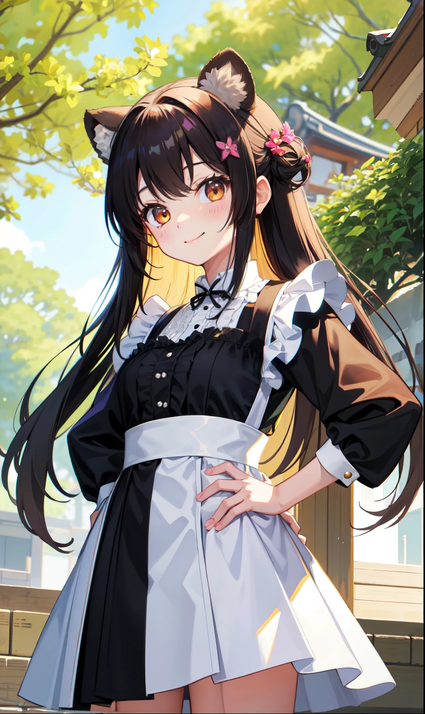 girl、1 person、smile、Tanuki girl、Maidコスチューム、Maid、(Small breasts)