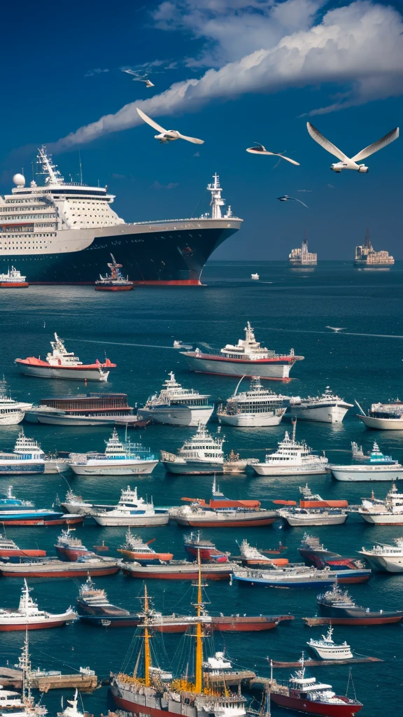 many ships and many people, 4k image