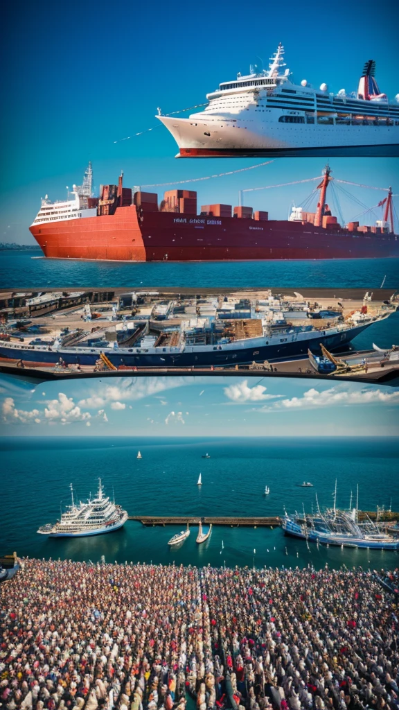 many ships and many people, 4k image