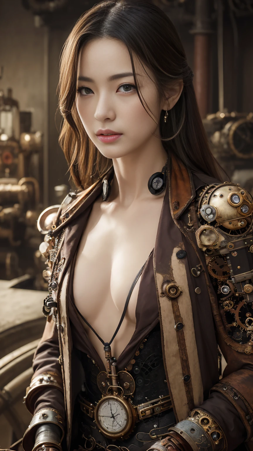 (masterpiece:1.2), Super detailed, Ultra-high resolution, (Realistic, photo Realistic:1.37), High-definition RAW color photos, Professional photos, Very delicate and beautiful, Very detailed, 8k wallpaper, wonderful, In detail, Large file size, Very detailed beautiful girl, Very detailed face, Very detailed eyes, Very detailed skin, Very detailed fingers, Very detailed nose, Very detailed mouth, Perfect Anatomy, Very detailed背景, (Famous Japanese actresses:1.2), (Improve:1.1), (Flat Chest:1.6), Dynamic Lighting, (steampunk:1.45), whole body, (Kimono with dragon embroidery:1.1), (steampunk city:1.45), Exposing shoulders, (Dynamic pose:1.1), (Sitting:1.2),