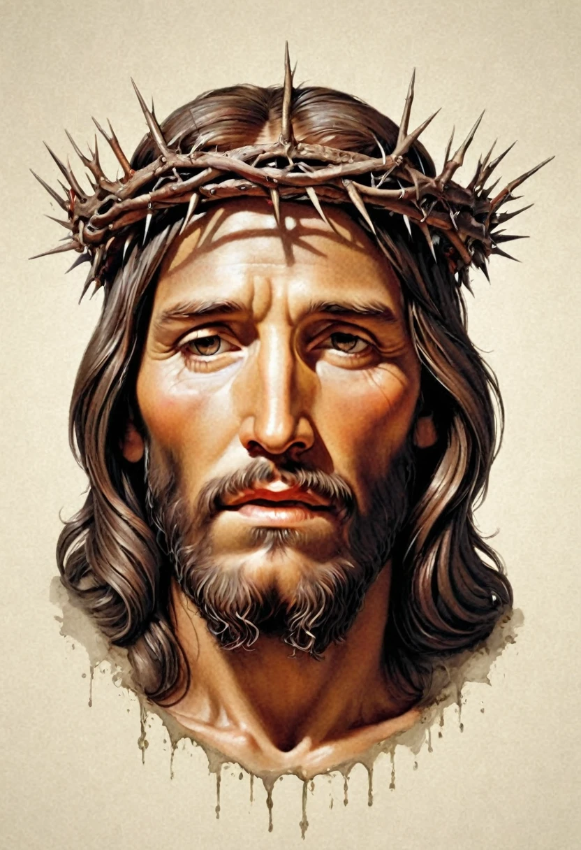 drawing of a tattoo of Jesus Christ wearing a crown of thorns