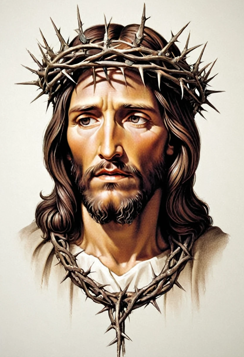 drawing of a tattoo of Jesus Christ wearing a crown of thorns