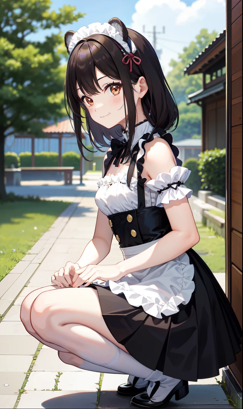 girl、1 person、smile、Tanuki girl、Maidコスチューム、Maid、(Small breasts)