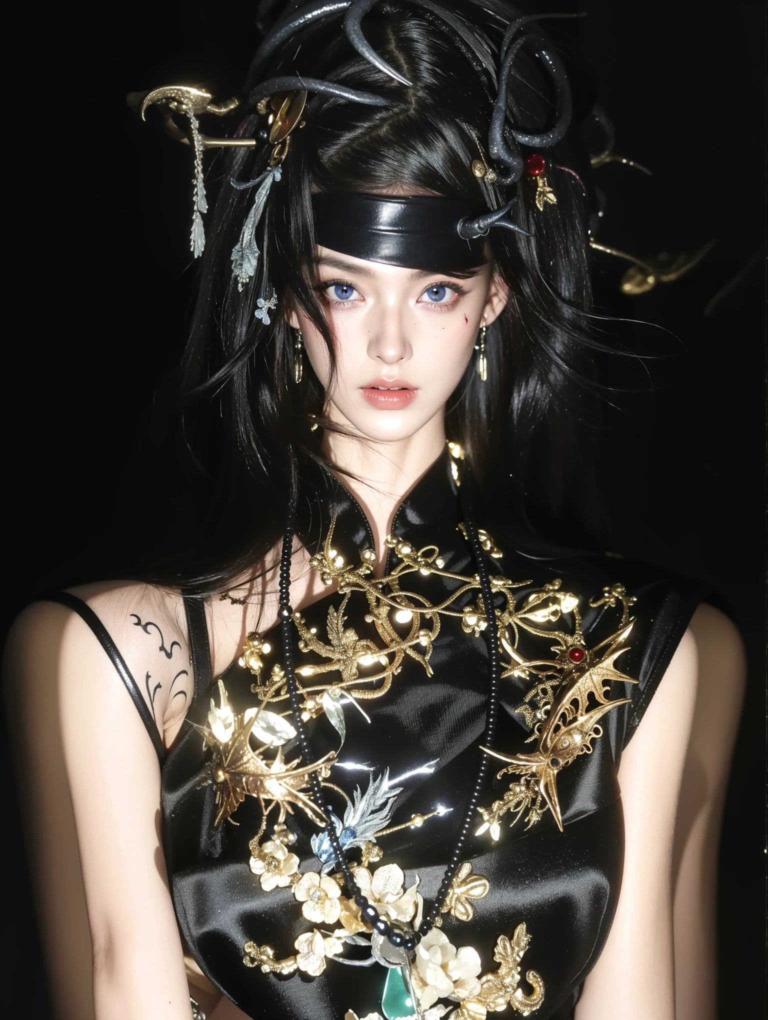 Detailed image quality,Pandora the Witch,wing, Succubus Theme,堕落Angel,Excellent,scary,Secret Terror,Tentacles,With eyes,Uncanny Valley Effect,Beast Blood Moon,skeleton,vampire,Hellfire,Dark Queen,Angel,magician magic witch,Angel,Eyes are blue(Pupils as deep as the starry sky),Gorgeous tattoo designs all over the body,Tattoo Queen,Succubus Queen,Shadow