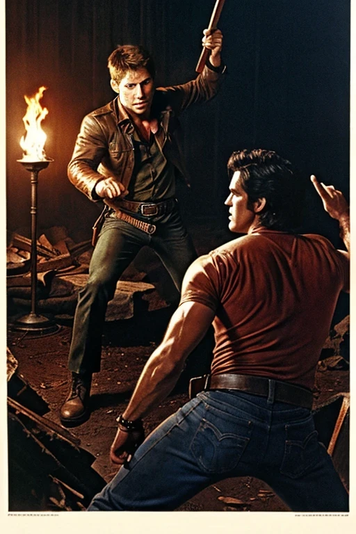 jensen ackles face, dean Winchester, dark fantasy art, 1970s