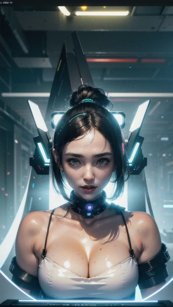 ((Best quality)), ((masterpiece)), (highly detailed:1.3), 3D, beautiful (cyberpunk:1.3) female hacker with thick voluminous hair operating a computer terminal, computer servers, LCD screens, fibre optic cables, corporate logos,HDR (High Dynamic Range),Ray Tracing,NVIDIA RTX,Super-Resolution,Unreal 5,Subsurface scattering,PBR Texturing,Post-processing,Anisotropic Filtering,Depth-of-field,Maximum clarity and sharpness,Multi-layered textures,Albedo and Specular maps,Surface shading,Accurate simulation of light-material interaction,Perfect proportions,Octane Render,Two-tone lighting,Low ISO,White balance,Rule of thirds,Wide aperature,8K RAW,Efficient Sub-Pixel,sub-pixel convolution,luminescent particles, Pechos