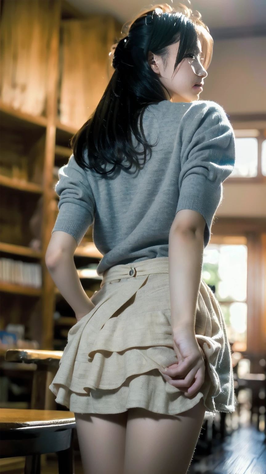 Skirt Lift:1.3), (From below:1.3)Maid clothes,(8k, RAW Photos, Highest quality, masterpiece:1.2), (Realistic, photo-Realistic:1.4), (extremely detailed 8k wallpaper),Beautiful Japanese idol 20 year old woman photo.