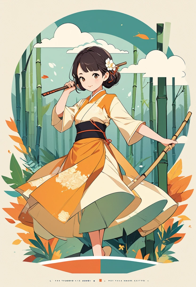 cover page, The Tale Bamboo-Cutter
, flat Design, vector illustrations, graphic illustration, detailed 2d illustration, flat illustration, digital illustration, digital artwork,