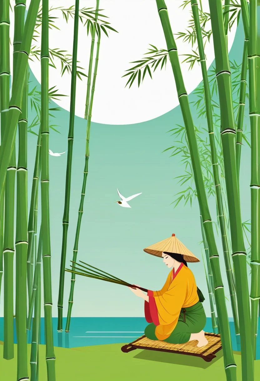 cover page, The Tale Bamboo-Cutter
, flat Design, vector illustrations, graphic illustration, detailed 2d illustration, flat illustration, digital illustration, digital artwork,