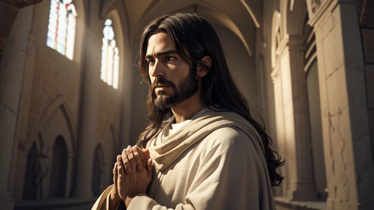 help me create an image of jesus christ in prayer