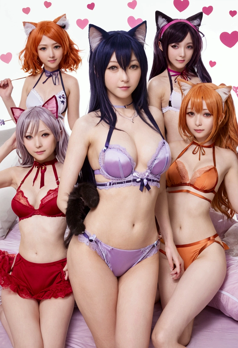 Cat lingerie:marin,roxanne,nezuko,orihime,yuki,mizore;renka,ikumi,valentine