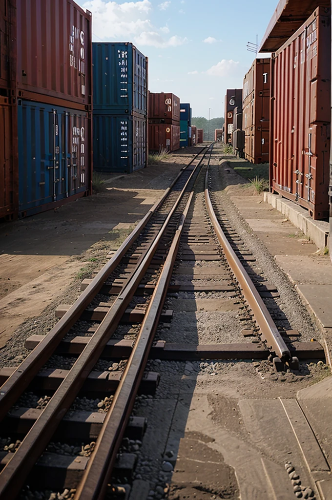 photo of containers on the right side and track on the left side