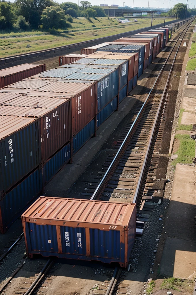 photo of containers on the right side and track on the left side
