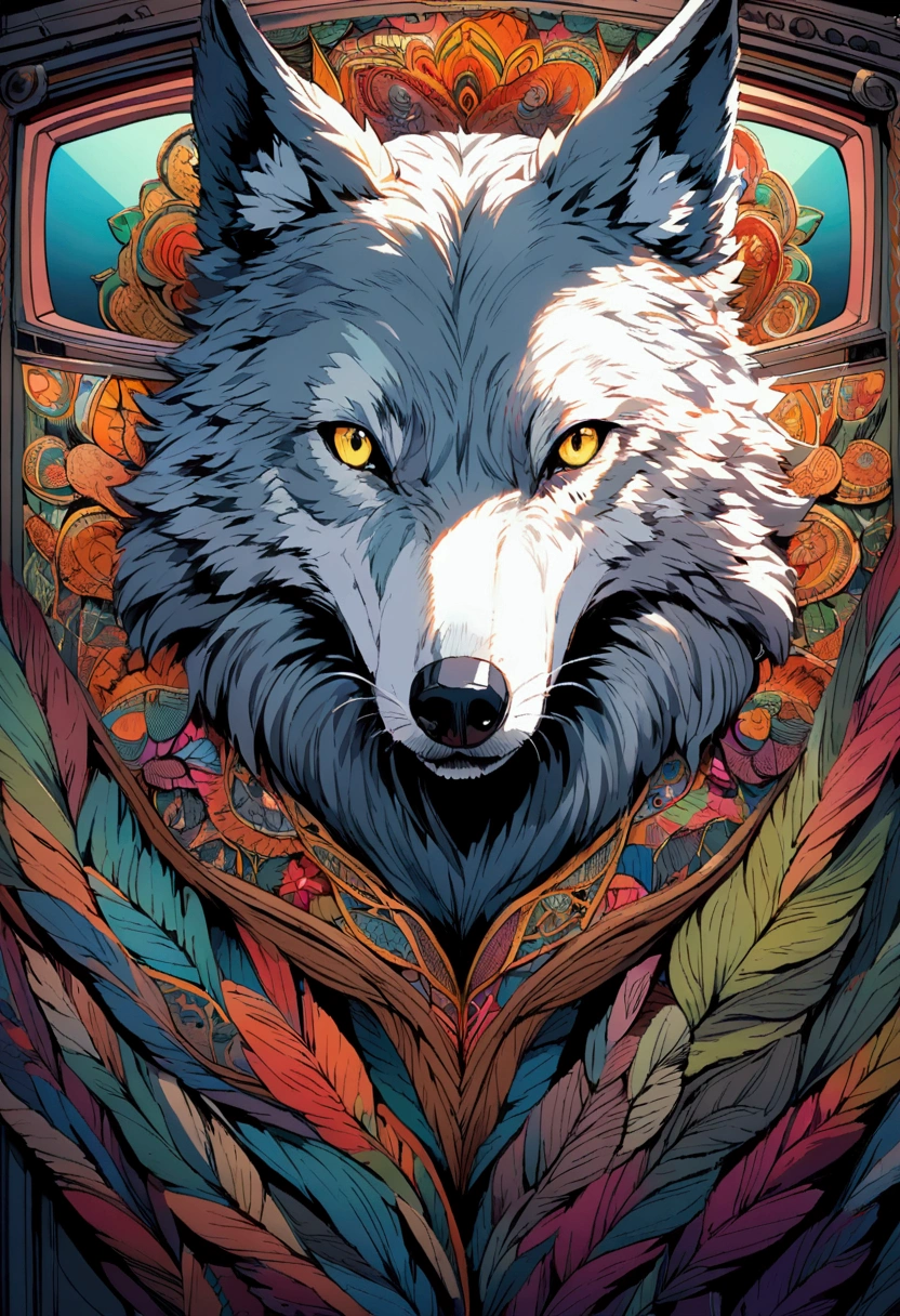 a wolf presenting news on television